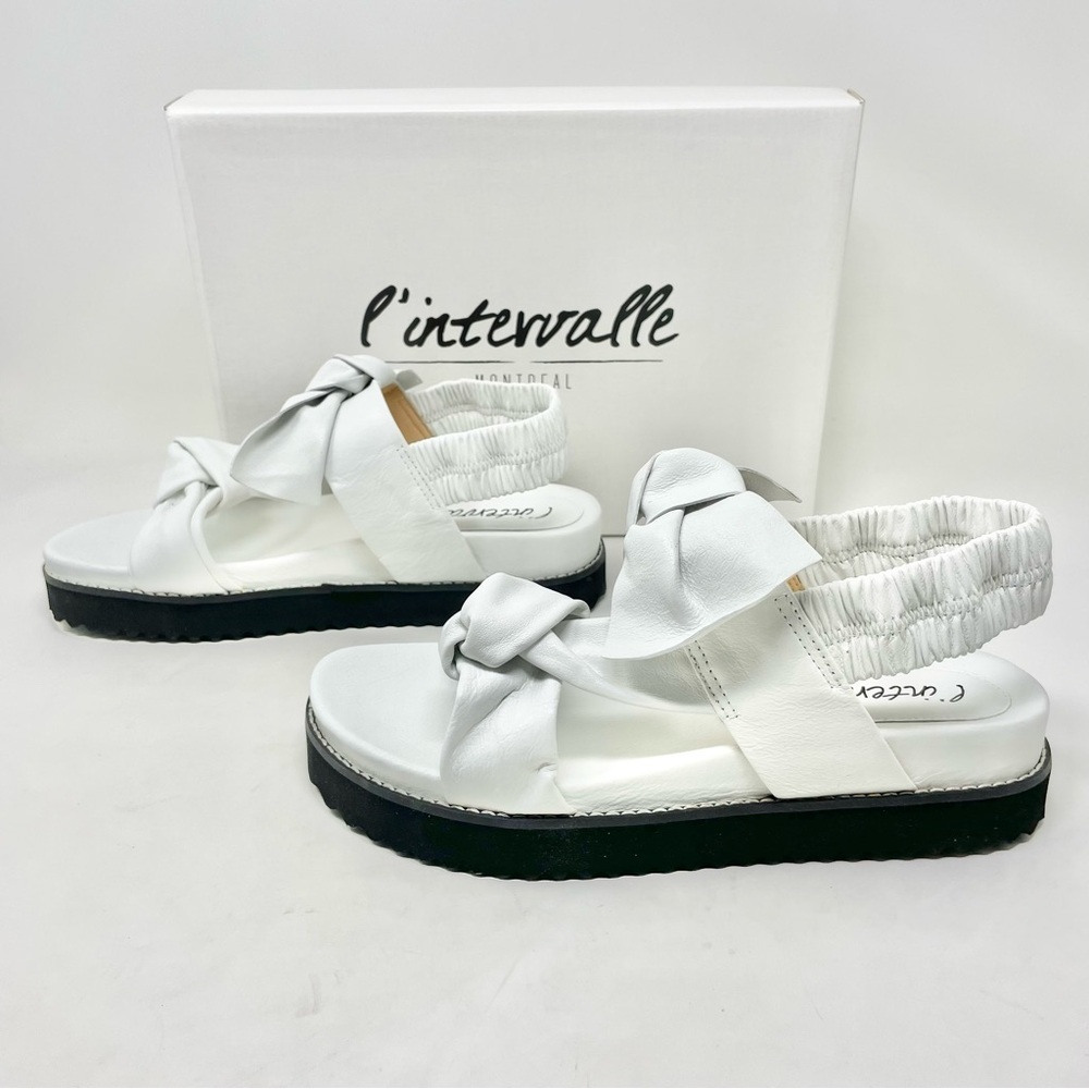 NEW L’Intervalle Atlantis White Leather Bow & Knot Detail Sandals Size 39 - Picture 6 of 10